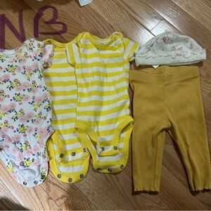 Baby clothes, blanket, muslin burp cloth and swaddle lot (NB to 12 months)